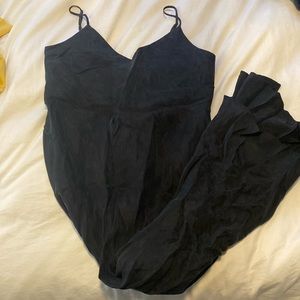 Black silk maternity slip dress